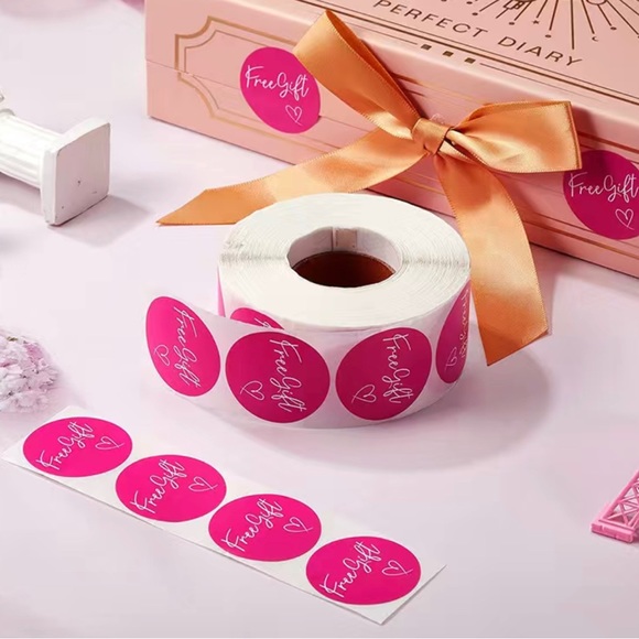 🌟Buy Now🌟 500pcs/roll Pink FREE GIFT Stickers Small Business Sticker - Picture 2 of 3